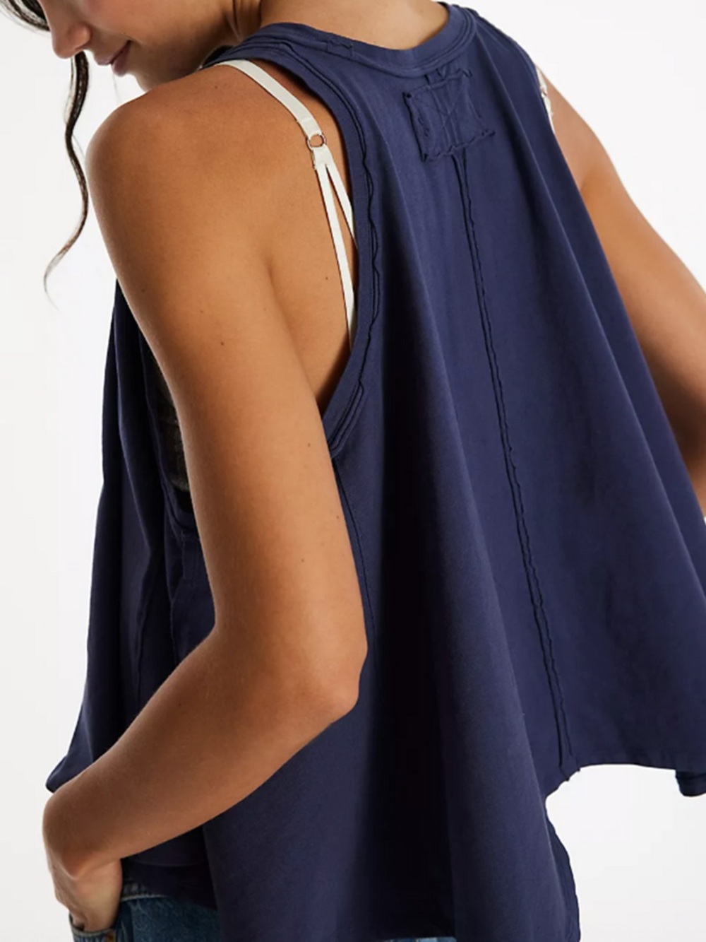 Free People We The Free Hialeah Tee - Deep Seas Navy Size Medium Tank Top - Picture 1 of 9